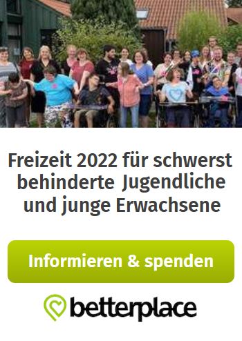 Banner zum Spenden sammeln für die Freizeit für schwerst und mehrfach behinderte Kinder und Jugendliche aus Hannover 2022